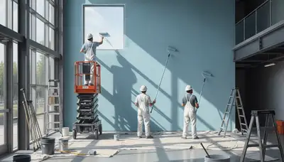 Commercial painting crew painting a Chandler, AZ business exterior for desert weather protection